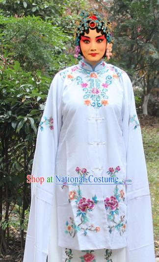 Traditional China Beijing Opera Young Lady Hua Tan Costume Embroidered Cape, Ancient Chinese Peking Opera Female Diva Embroidery Dress Clothing