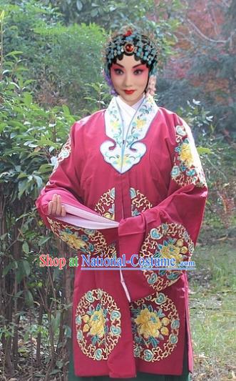 Traditional China Beijing Opera Old Women Costume Embroidered Shawl, Ancient Chinese Peking Opera Female Embroidery Dress Clothing