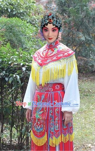 Traditional China Beijing Opera Hua Tan Costume Imperial Princess Embroidered Robe, Ancient Chinese Peking Opera Female Diva Embroidery Dress Red Clothing