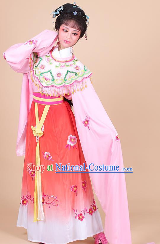 Traditional China Beijing Opera Young Lady Hua Tan Costume Female Water Sleeve Dance Pink Clothing, Ancient Chinese Peking Opera Diva Embroidery Plum Blossom Dress