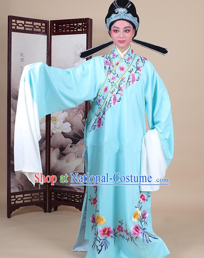 Traditional China Beijing Opera Niche Costume Gifted Scholar Embroidered Robe and Hat Ancient Chinese Peking Opera Embroidery Clothing