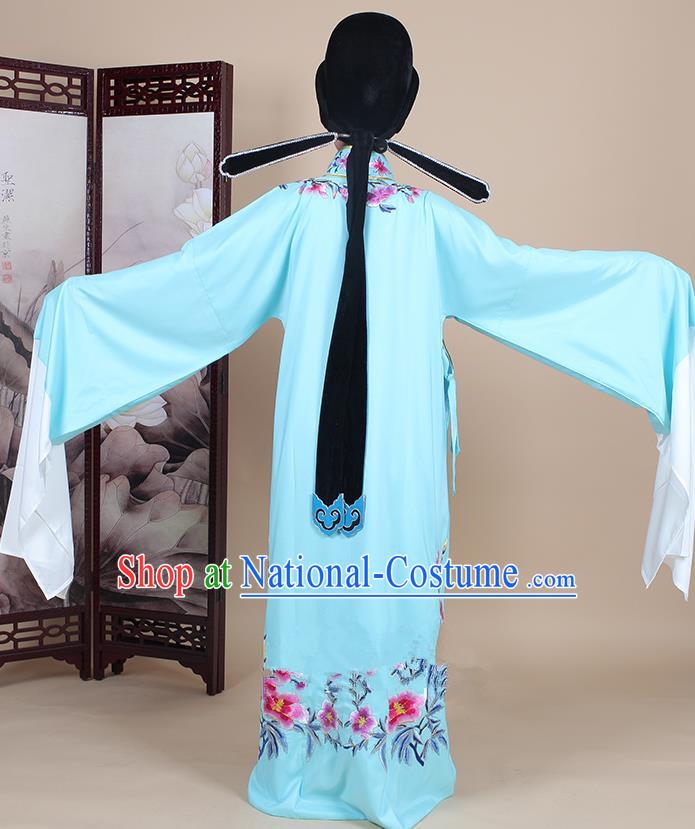 Traditional China Beijing Opera Niche Costume Gifted Scholar Embroidered Robe and Hat Ancient Chinese Peking Opera Embroidery Clothing