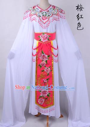 Traditional China Beijing Opera Young Lady Hua Tan Costume Cloud Shoulder Embroidered Clothing, Ancient Chinese Peking Opera Diva Embroidery Peach Pink Dress Clothing