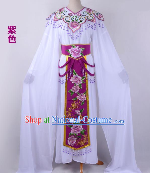 Traditional China Beijing Opera Young Lady Hua Tan Costume Cloud Shoulder Embroidered Clothing, Ancient Chinese Peking Opera Diva Embroidery Purple Dress Clothing