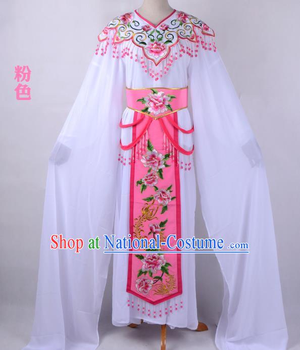 Traditional China Beijing Opera Young Lady Hua Tan Costume Cloud Shoulder Embroidered Clothing, Ancient Chinese Peking Opera Diva Embroidery Pink Dress Clothing