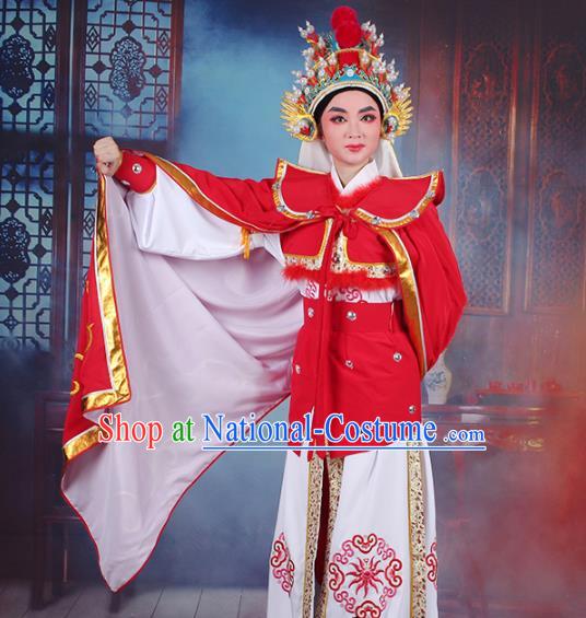 Traditional China Beijing Opera Swordplay Costume Embroidered Clothing and Cloak, Ancient Chinese Peking Opera Blues Female General Embroidery Dress Clothing