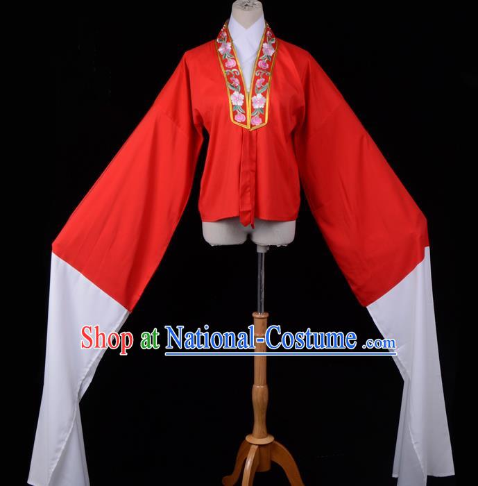 Traditional China Beijing Opera Young Lady Hua Tan Costume Princess Embroidered Red Blouse, Ancient Chinese Peking Opera Diva Embroidery Water Sleeve Clothing