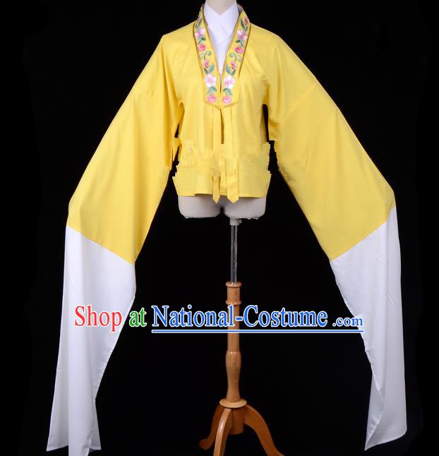 Traditional China Beijing Opera Young Lady Hua Tan Costume Princess Embroidered Yellow Blouse, Ancient Chinese Peking Opera Diva Embroidery Water Sleeve Clothing