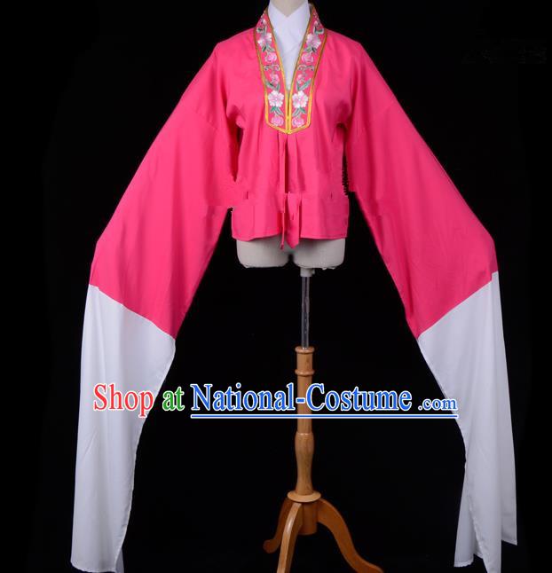 Traditional China Beijing Opera Young Lady Hua Tan Costume Princess Embroidered Rosy Blouse, Ancient Chinese Peking Opera Diva Embroidery Water Sleeve Clothing