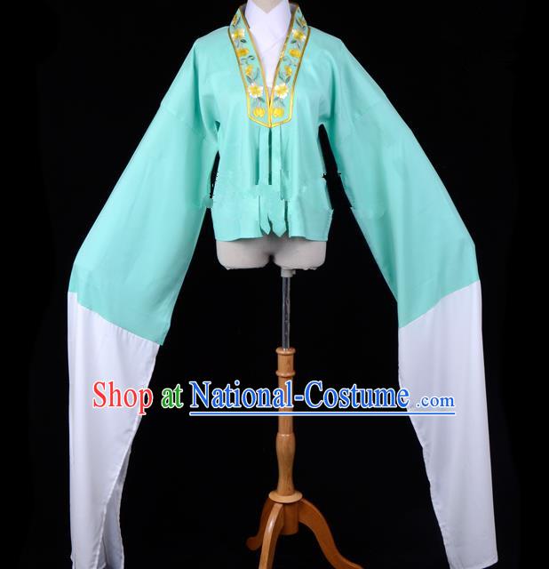 Traditional China Beijing Opera Young Lady Hua Tan Costume Princess Embroidered Green Blouse, Ancient Chinese Peking Opera Diva Embroidery Water Sleeve Clothing