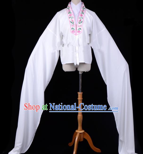 Traditional China Beijing Opera Young Lady Hua Tan Costume Princess Embroidered White Blouse, Ancient Chinese Peking Opera Diva Embroidery Water Sleeve Clothing