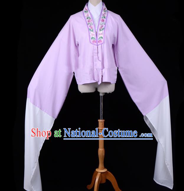 Traditional China Beijing Opera Young Lady Hua Tan Costume Princess Embroidered Purple Blouse, Ancient Chinese Peking Opera Diva Embroidery Water Sleeve Clothing