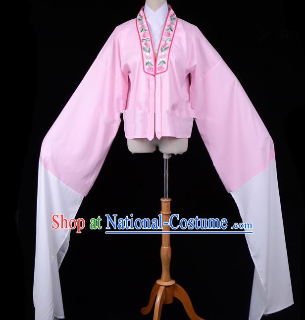 Traditional China Beijing Opera Young Lady Hua Tan Costume Princess Embroidered Pink Blouse, Ancient Chinese Peking Opera Diva Embroidery Water Sleeve Clothing