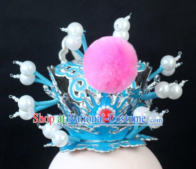 Traditional China Beijing Opera Lang Scholar Niche Tuinga, Ancient Chinese Peking Opera Crown Prince Pink Headwear