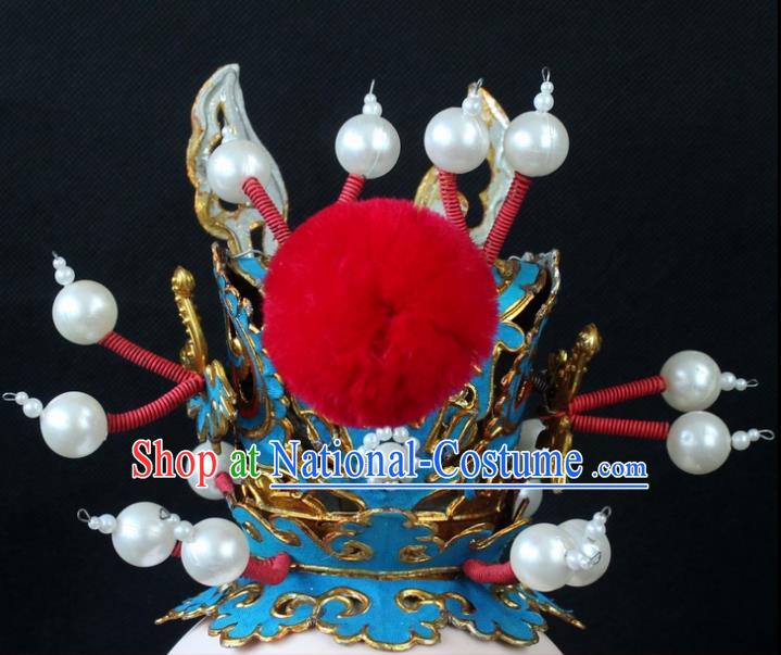 Traditional China Beijing Opera Lang Scholar Niche Tuinga, Ancient Chinese Peking Opera Crown Prince Red Venonat Headwear