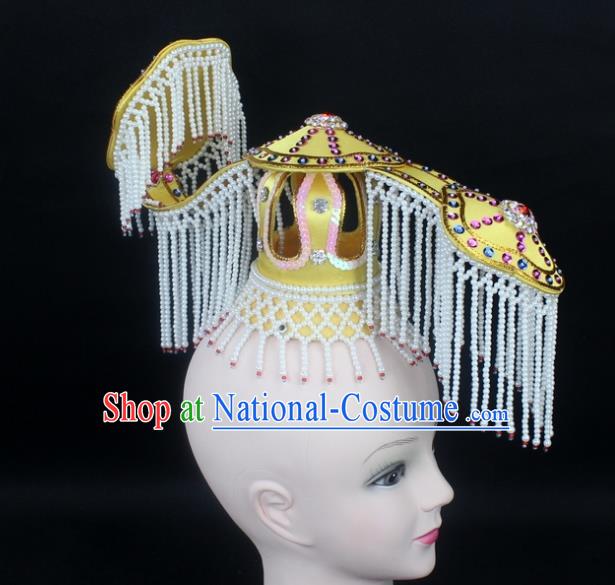 Traditional China Beijing Opera Hair Accessories Emperor Tassel Tuinga, Ancient Chinese Peking Opera King Headwear