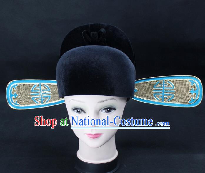 Traditional China Beijing Opera Sesame Official Hat, Ancient Chinese Peking Opera Men Headwear Prime Minister Hat