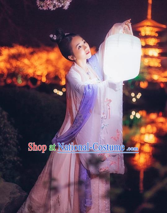 Traditional Ancient Chinese Han Dynasty Princess Embroidery Costume, Elegant Hanfu Clothing Chinese Wide Sleeve Dance Dress Clothing for Women