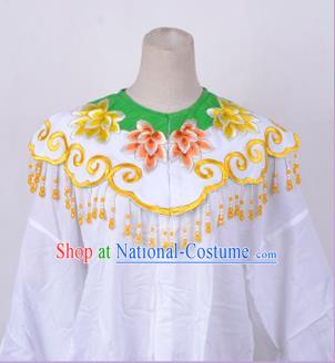 Traditional China Beijing Opera Young Lady Hua Tan Costume Princess Embroidered Green Cloud Shoulder, Ancient Chinese Peking Opera Diva Embroidery Cappa Clothing