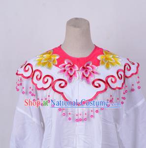 Traditional China Beijing Opera Young Lady Hua Tan Costume Princess Embroidered Peach Pink Cloud Shoulder, Ancient Chinese Peking Opera Diva Embroidery Cappa Clothing