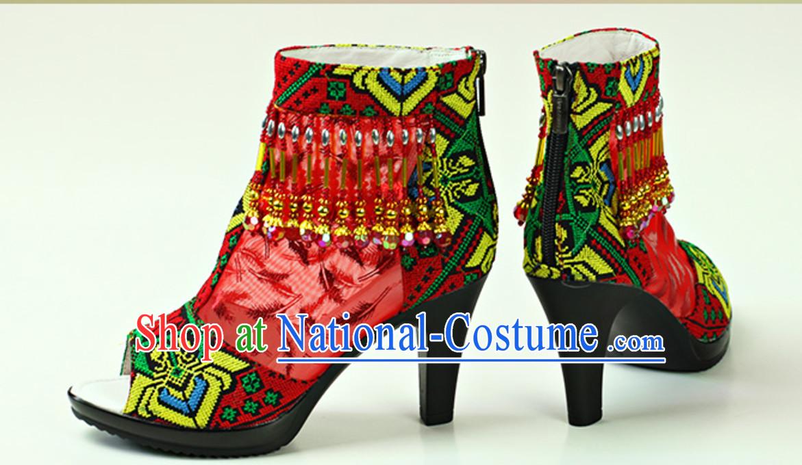 Traditional Handmade Hmong Women Minority Shoes Miao Ethnic Shoes