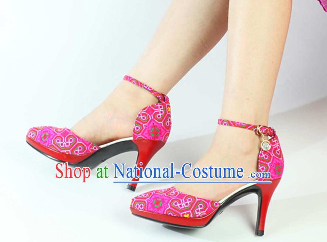 Traditional Handmade Hmong Women Hmoob Minority Shoes Miao Ethnic Shoes