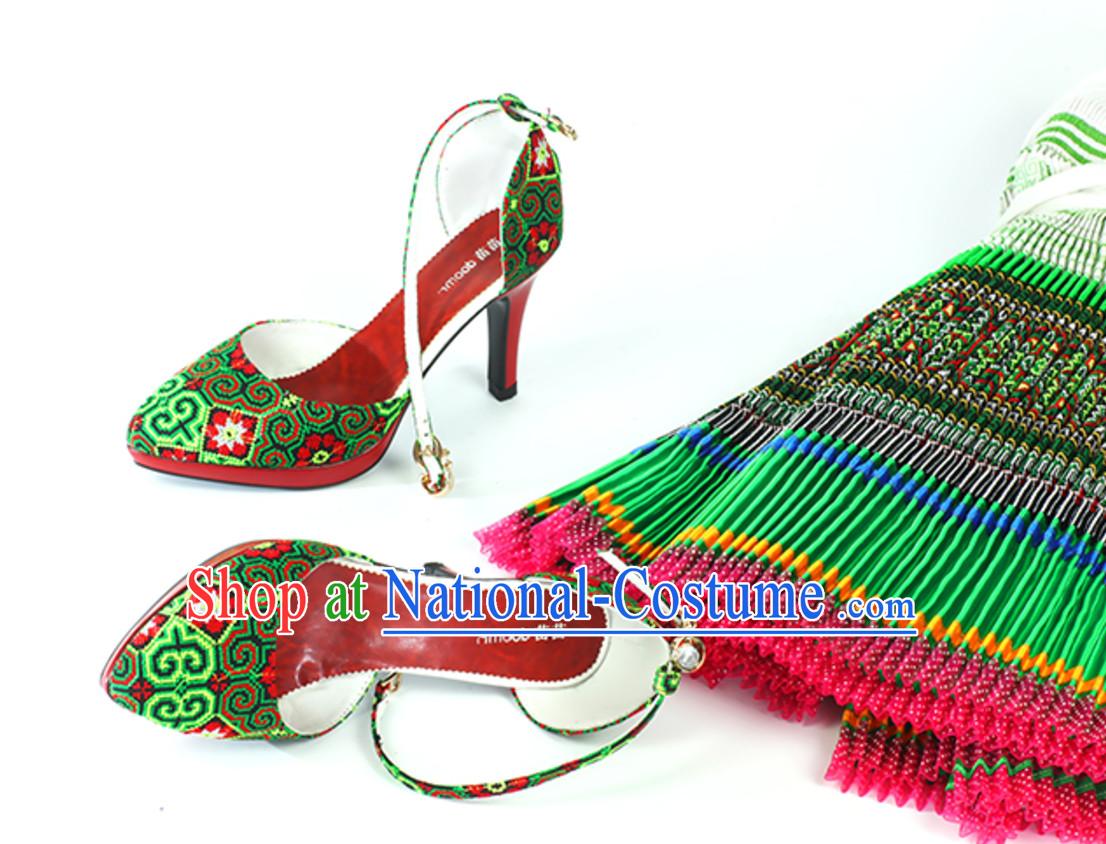 Traditional Handmade Hmong Women Hmoob Minority Shoes Miao Ethnic Shoes