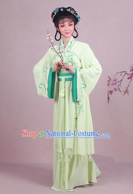 Traditional China Beijing Opera Palace Lady Costume Embroidered Servant Girl Dress, Ancient Chinese Peking Opera Diva Embroidery Green Clothing