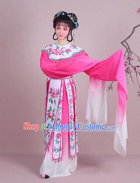 Traditional China Beijing Opera Palace Lady Costume Imperial Consort Embroidered Rosy Dress, Ancient Chinese Peking Opera Diva Hua Tan Embroidery Clothing