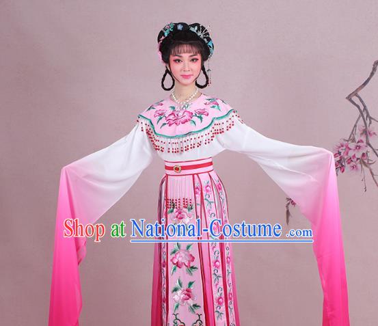 Traditional China Beijing Opera Palace Lady Costume Imperial Consort Embroidered Pink Dress, Ancient Chinese Peking Opera Diva Hua Tan Embroidery Clothing