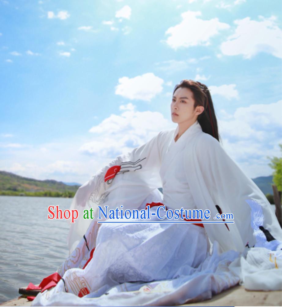 Chinese Classical Embroidered Crane Hanfu Clothing for Men or Women