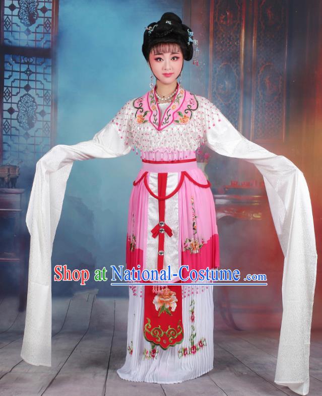 Traditional China Beijing Opera Young Lady Hua Tan Costume Romance of the Western Chamber Embroidered Cape, Ancient Chinese Peking Opera Diva Embroidery Dress Clothing