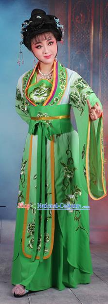 Traditional China Beijing Opera Palace Lady Hua Tan Costume Green Embroidered Dress, Ancient Chinese Peking Opera Diva Princess Embroidery Clothing