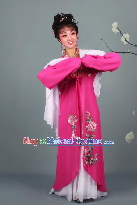 Traditional China Beijing Opera Young Lady Hua Tan Costume Princess Rosy Embroidered Cape, Ancient Chinese Peking Opera Diva Embroidery Dress Clothing