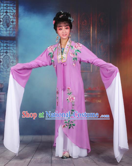 Traditional China Beijing Opera Young Lady Hua Tan Costume Princess Purple Embroidered Cape, Ancient Chinese Peking Opera Diva Embroidery Dress Clothing