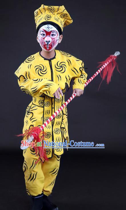 Traditional China Beijing Opera Takefu Costume, Ancient Chinese Peking Opera Wu-Sheng Handsome Monkey King Clothing for Kids