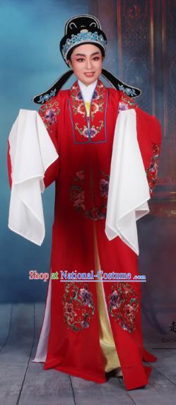 Traditional China Beijing Opera Niche Costume Gifted Scholar Embroidered Robe and Hat Ancient Chinese Peking Opera Embroidery Clothing