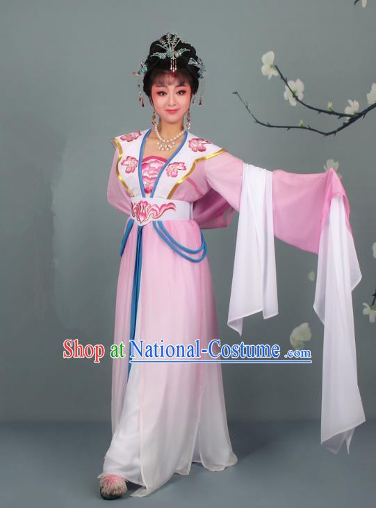 Top Grade Professional Beijing Opera Palace Lady Costume Hua Tan Pink Embroidered Clothing, Traditional Ancient Chinese Peking Opera Diva Embroidery Clothing