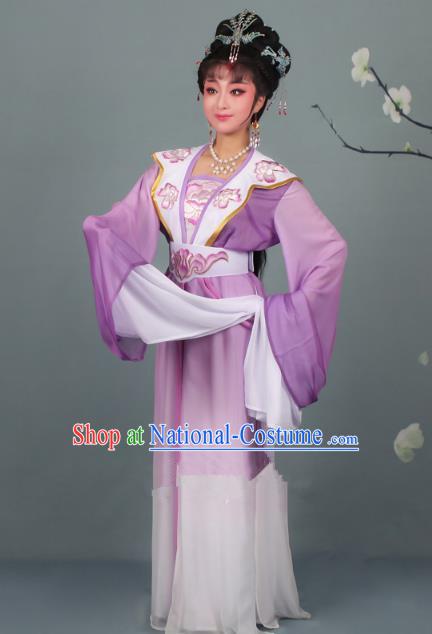 Top Grade Professional Beijing Opera Palace Lady Costume Hua Tan Purple Embroidered Clothing, Traditional Ancient Chinese Peking Opera Diva Embroidery Clothing