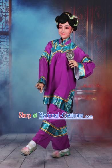 Traditional China Beijing Opera Old Women Costume Matchmaker Embroidered Purple Clothing, Ancient Chinese Peking Opera Pantaloon Clothing