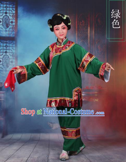 Traditional China Beijing Opera Old Women Costume Matchmaker Embroidered Green Clothing, Ancient Chinese Peking Opera Pantaloon Clothing