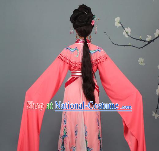 Top Grade Professional Beijing Opera Palace Lady Costume Hua Tan Watermelon Red Embroidered Dress, Traditional Ancient Chinese Peking Opera Diva Embroidery Phoenix Clothing