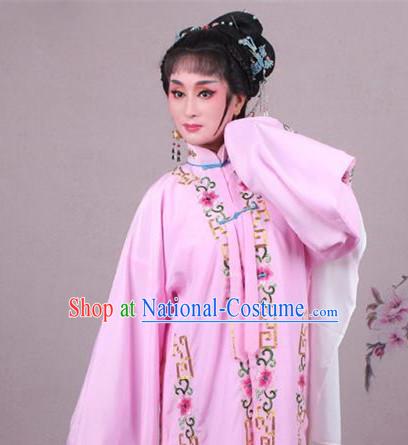 Top Grade Professional Beijing Opera Female Role Costume Pink Embroidered Cape, Traditional Ancient Chinese Peking Opera Diva Embroidery Clothing