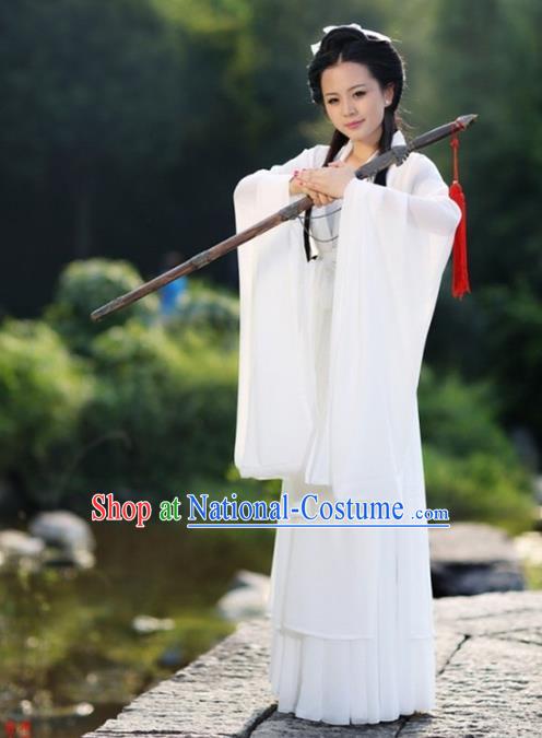 Traditional Chinese Young Lady Swordswoman Costume, Elegant Hanfu Chinese Ancient Heroine Little Dragon Maiden Dress Clothing