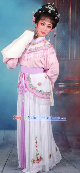 Top Grade Professional Beijing Opera Diva Costume Nobility Lady Lilac Embroidered Clothing, Traditional Ancient Chinese Peking Opera Hua Tan Princess Embroidery Dress