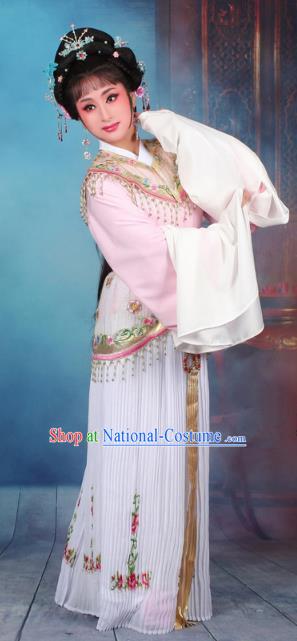 Top Grade Professional Beijing Opera Diva Costume Nobility Lady Light Pink Embroidered Clothing, Traditional Ancient Chinese Peking Opera Hua Tan Princess Embroidery Dress