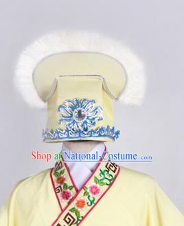 Top Grade Professional Beijing Opera Niche Costume Scholar Hair Accessories Headwear, Traditional Ancient Chinese Peking Opera Yellow Hat