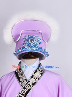 Top Grade Professional Beijing Opera Niche Costume Scholar Hair Accessories Headwear, Traditional Ancient Chinese Peking Opera Purple Hat