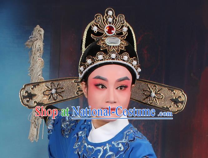 Top Grade Professional Beijing Opera Niche Costume Lang Scholar Hair Accessories Headwear, Traditional Ancient Chinese Peking Opera Hat