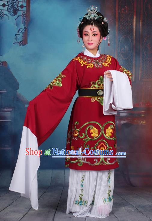 Traditional China Beijing Opera Old Women Costume Matchmaker Embroidered Red Clothing, Ancient Chinese Peking Opera Pantaloon Dress Clothing